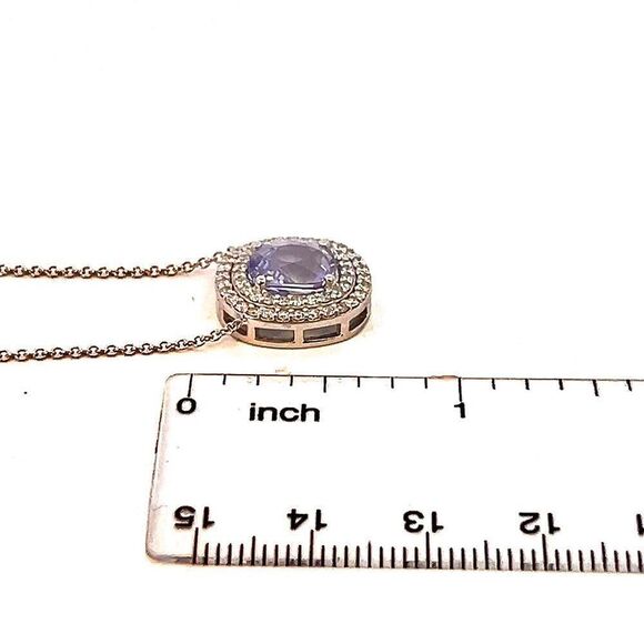 Natural Sapphire Diamond Pendant 18" 14k WG 3.84 TCW Certified 310562 - Picture 13 of 14